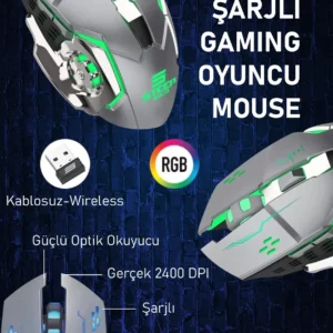 Steep Solid ST-13G Kablosuz - Wireless Şarjlı RGB Gaming Oyuncu Mouse