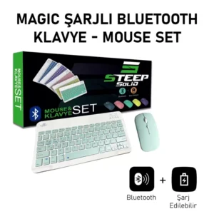 Steep Solid Magic Şarjlı Bluetooth Klavye - Mouse Set (Beyaz TR) STEEPKM1W